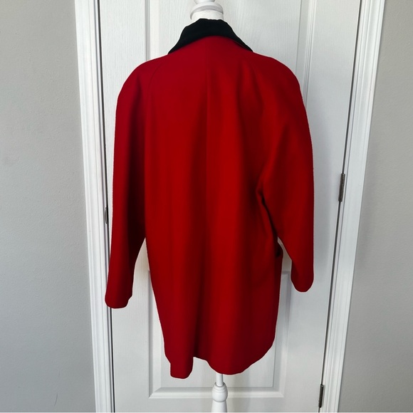 Vintage Russell Scott Women’s 80’s Wool Coat Red Black Single Breasted XL - Picture 2 of 13